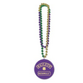 33" Print-N-Toss Mardi-Gras Medallion Beads w/ 1-color Direct Imprinted Medallion